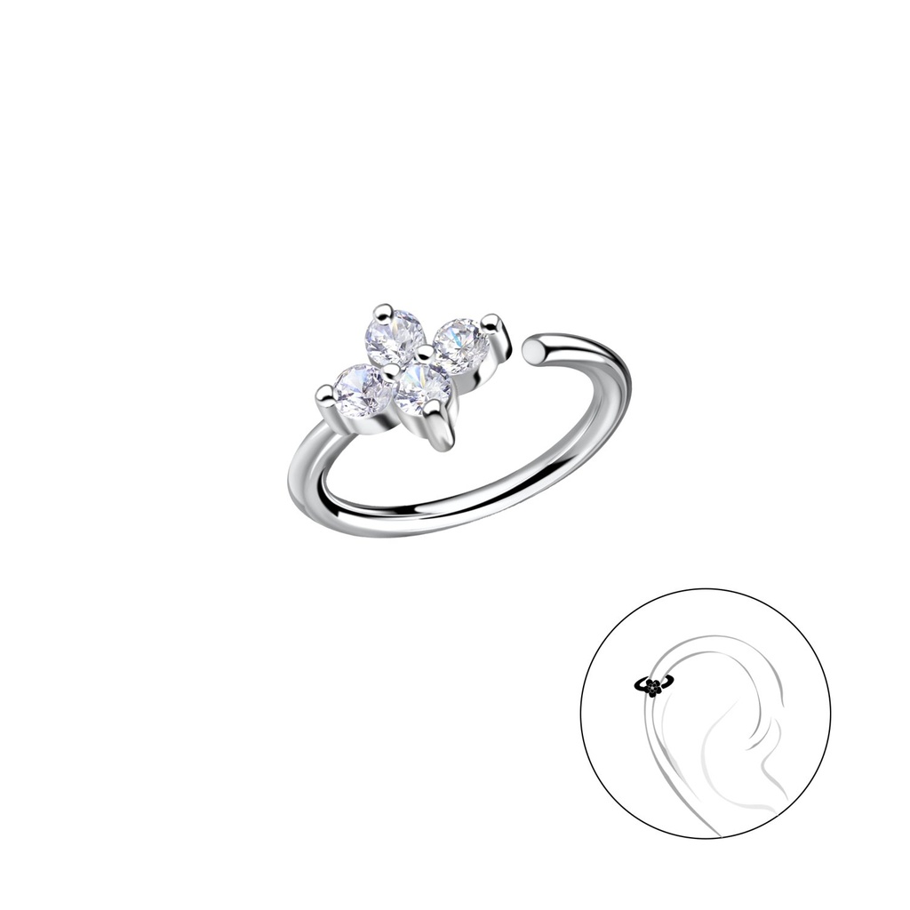 [10031570] Créole hélix fleur en argent