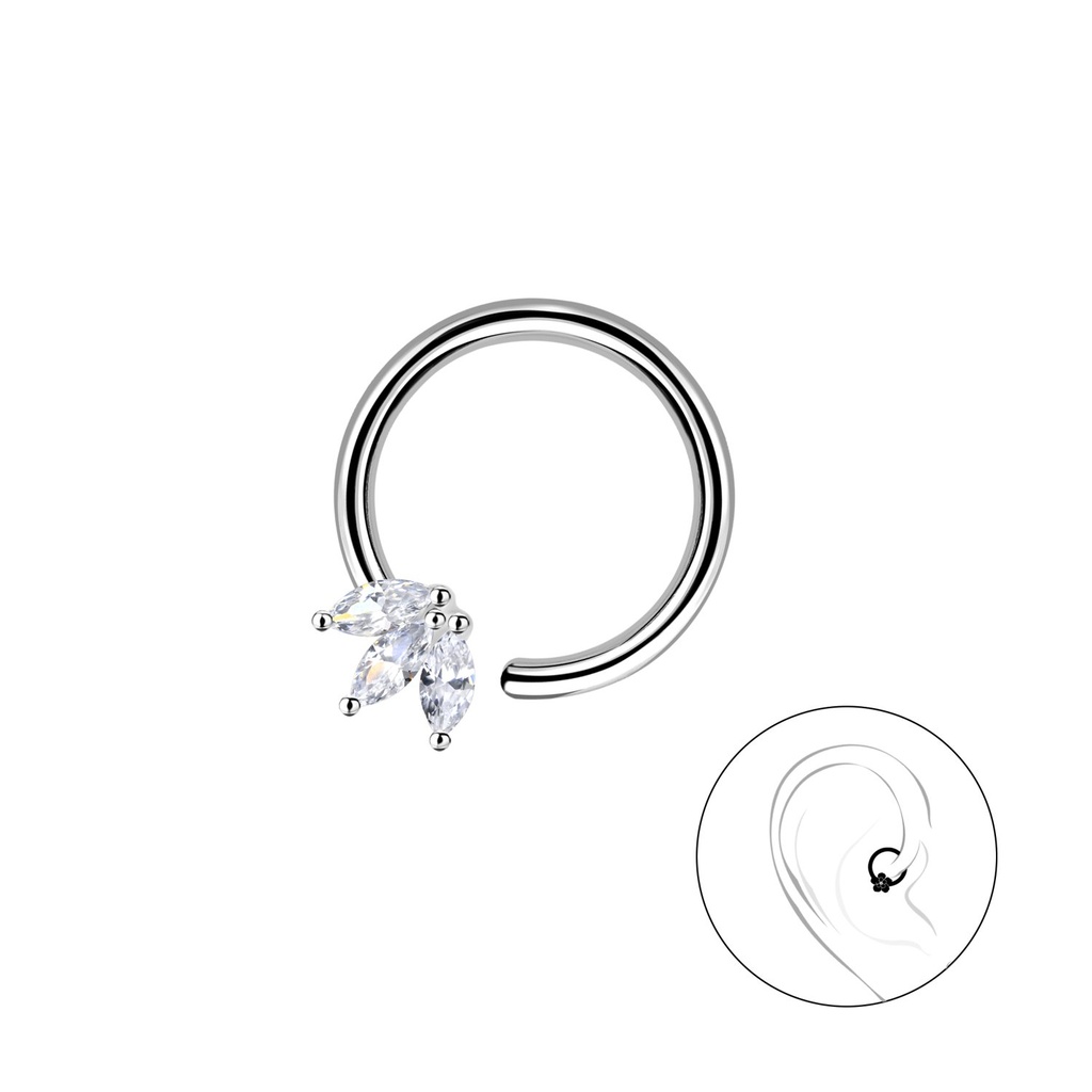 [10031564] Silver Flower Helix Hoop