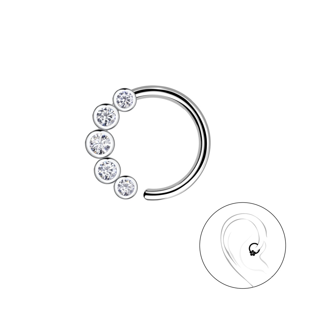 [10031565] Silver Geometric Helix Hoop
