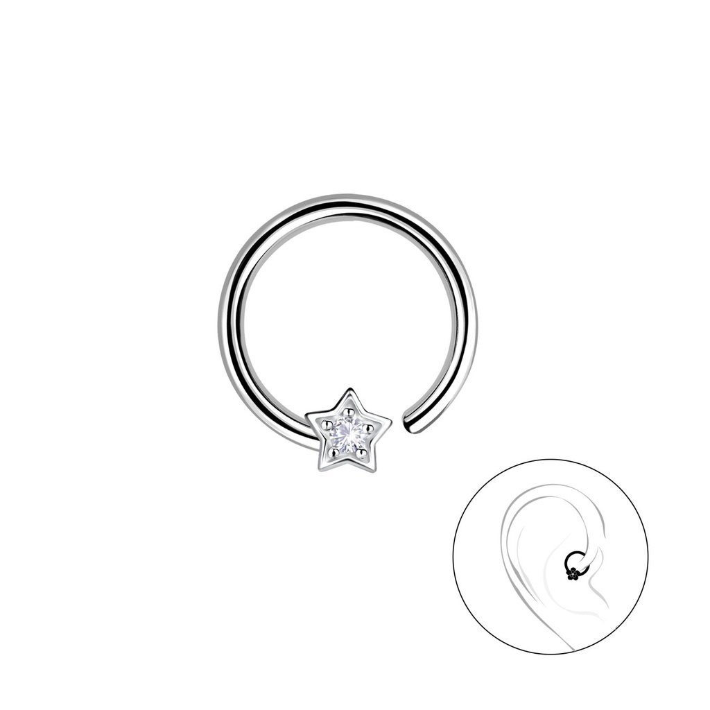 [10031525] Créole hélix étoile en argent