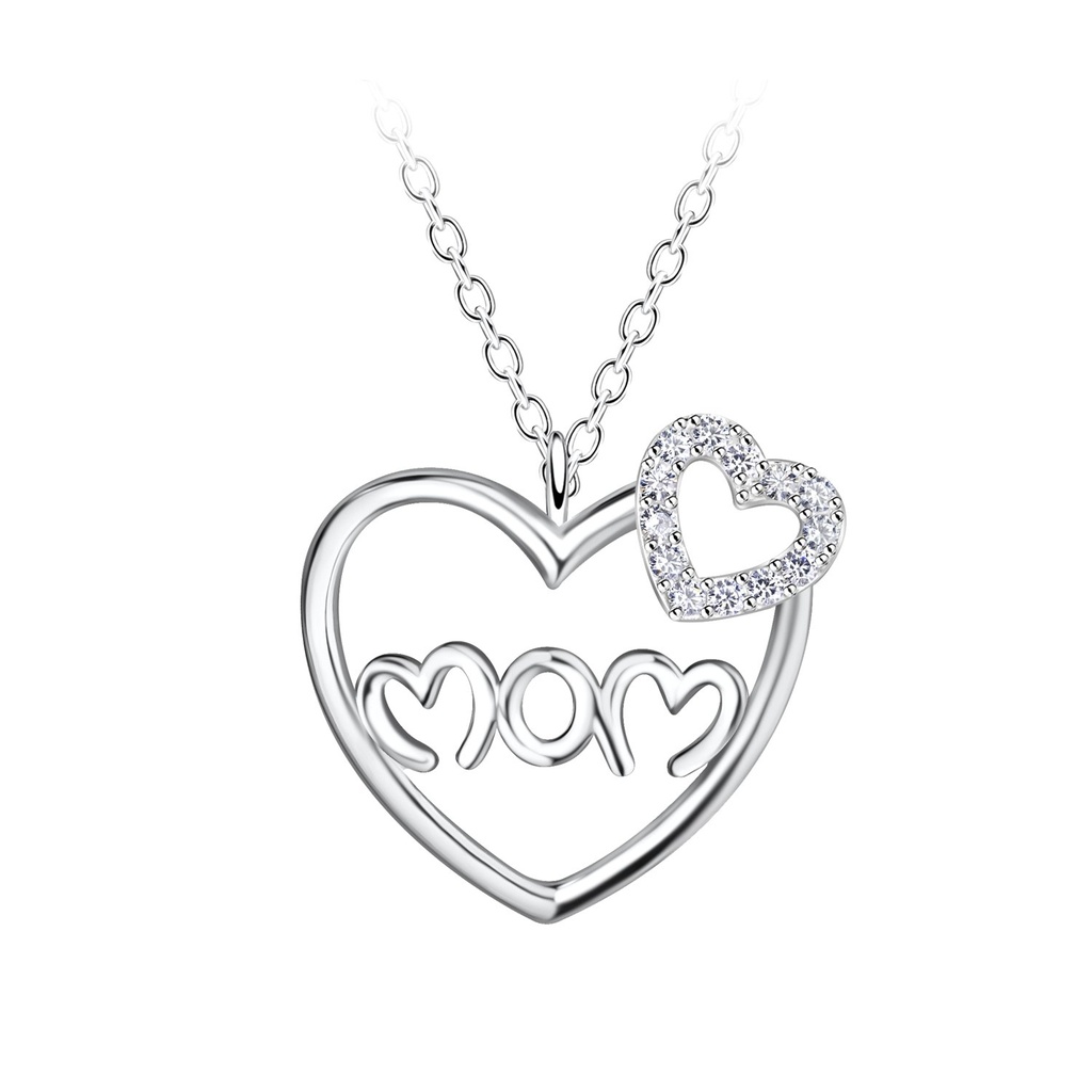 Collier maman cœur double en argent