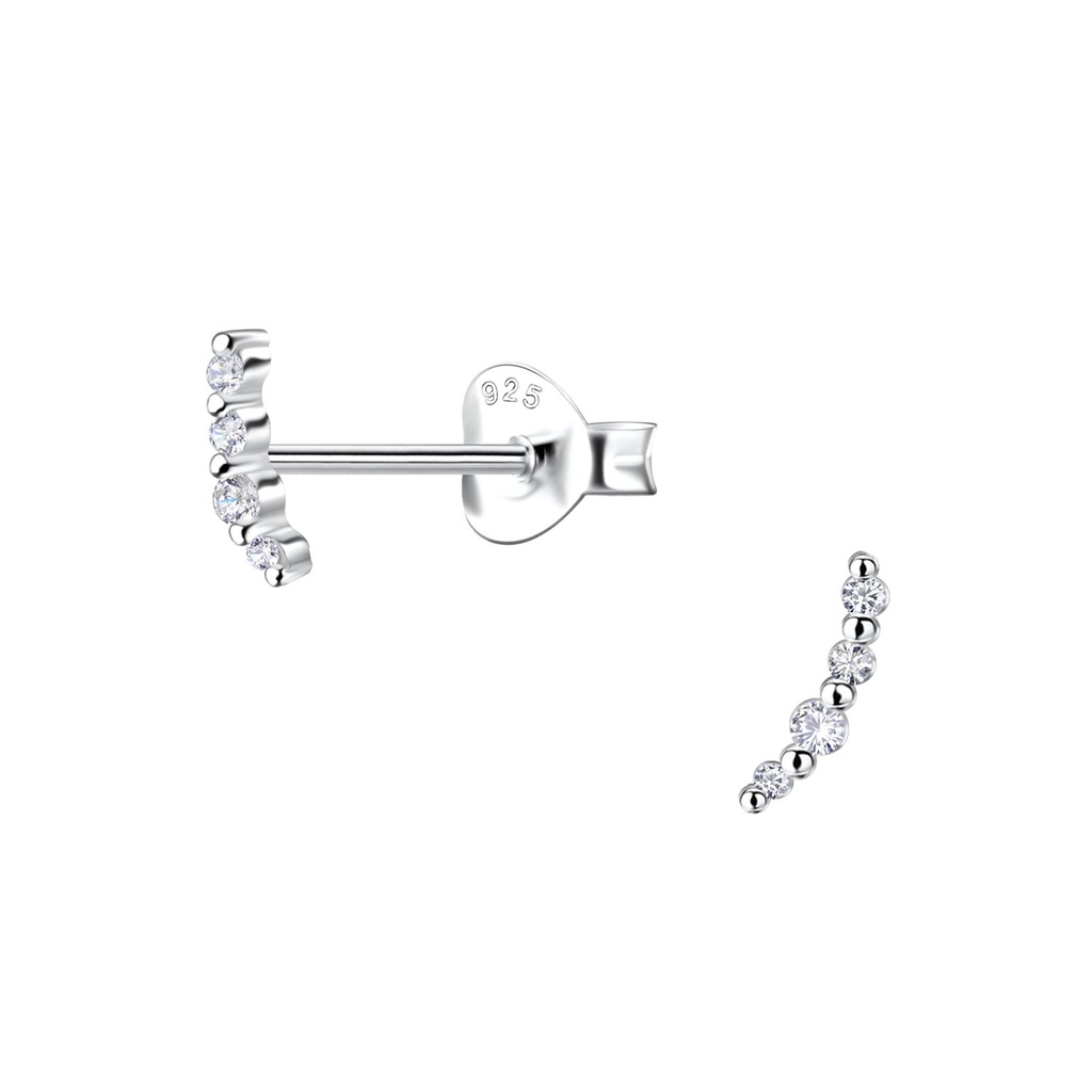 Puces d'oreilles courbées en argent