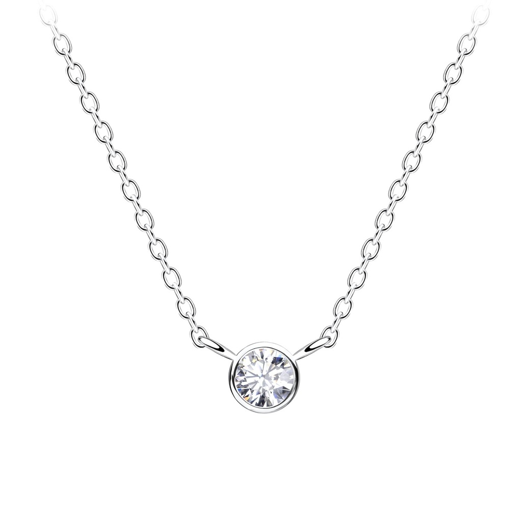 [10030713] Collier en argent zircon rond 3 mm
