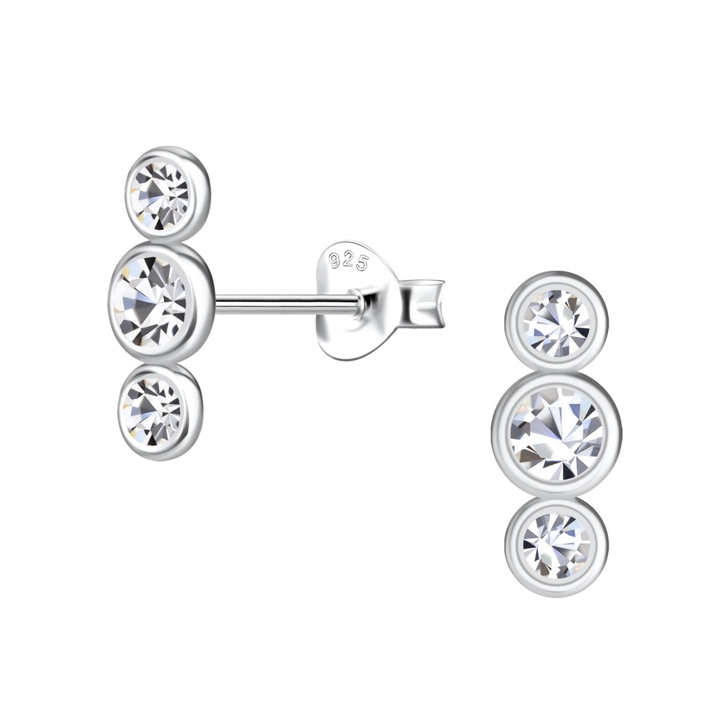 Puces d'oreilles trois pierres en argent