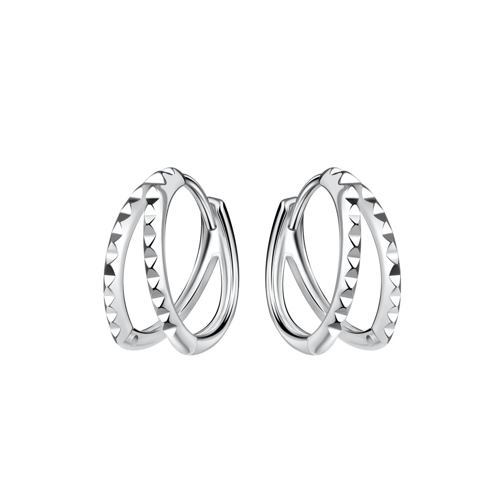 Créoles huggie à motifs en argent
