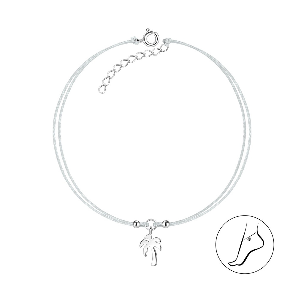 Chaîne de cheville cordon palmier en argent