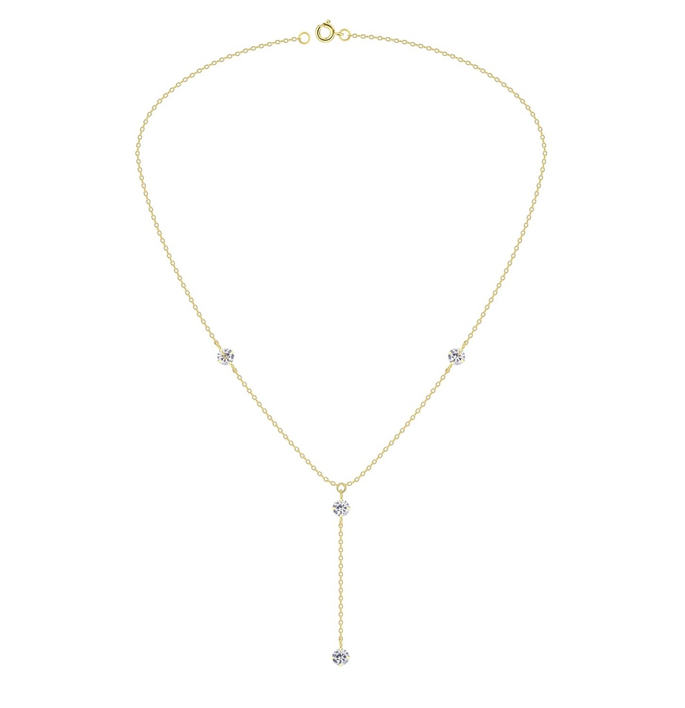 [10030515] Collier chaîne pendante en argent zircon rond 5 mm