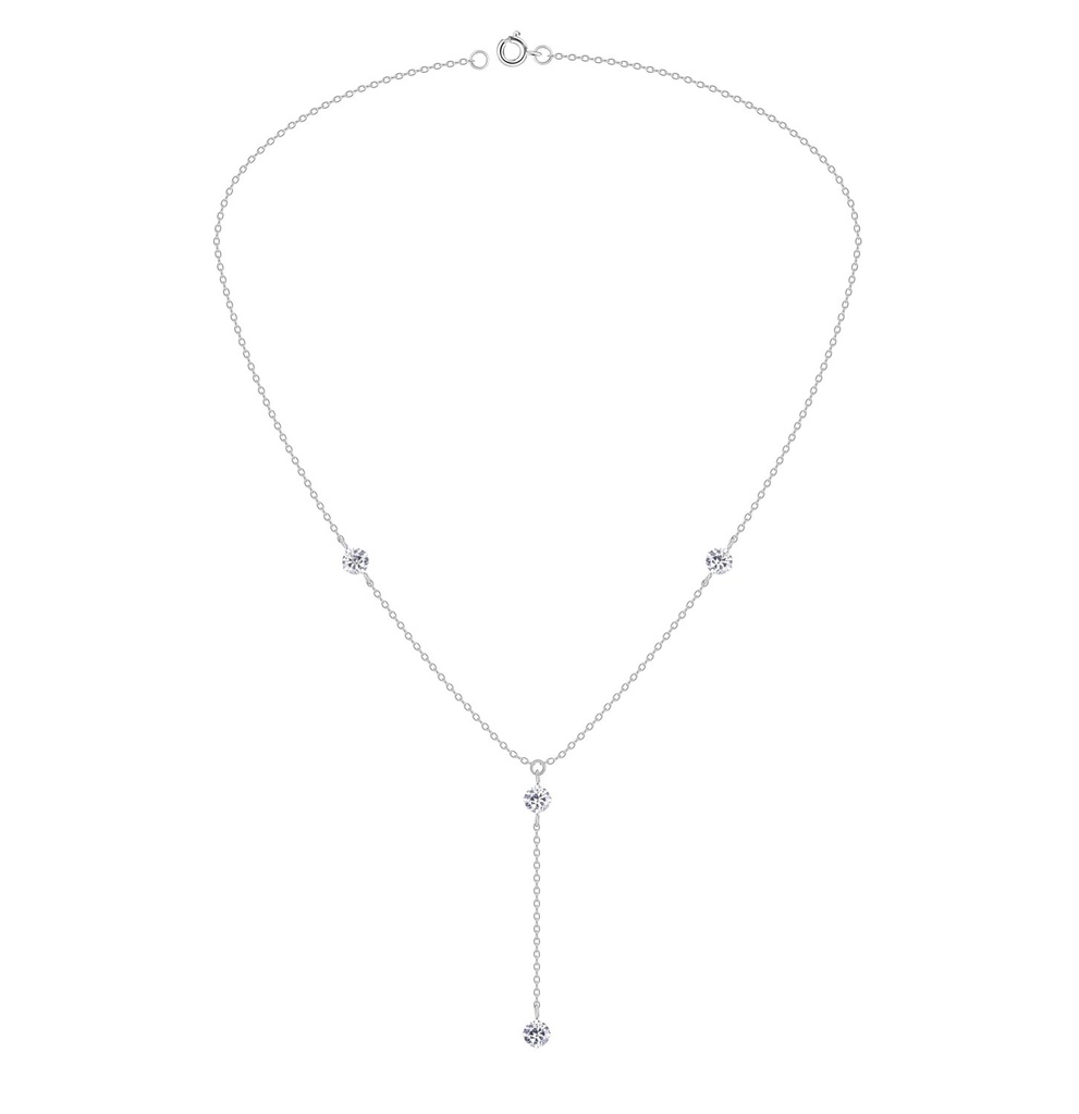 Collier chaîne pendante en argent zircon rond 5 mm