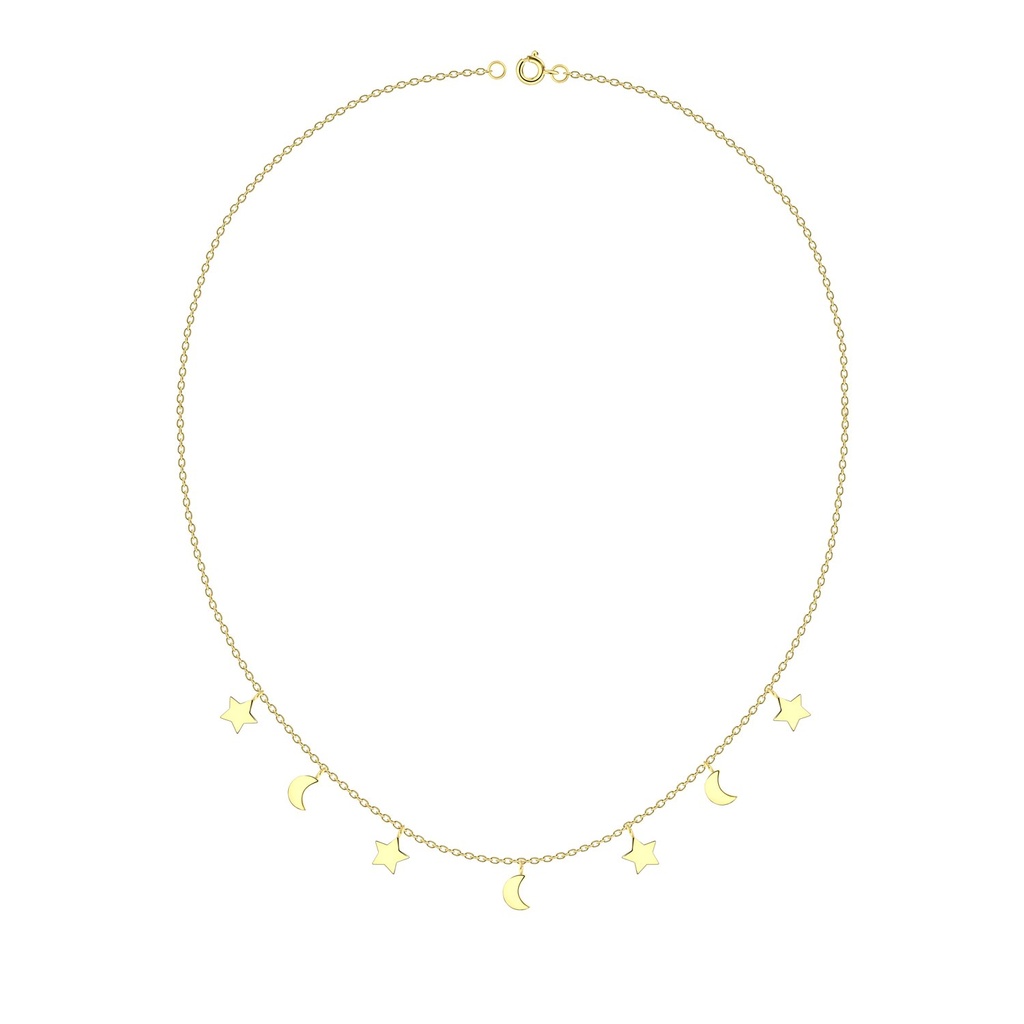 Silver Moon and Star Necklace