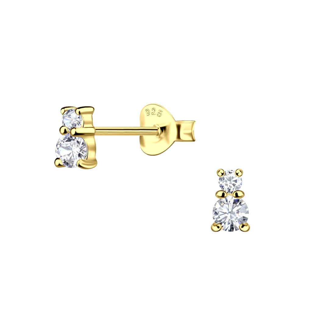 Puces d'oreilles pierre double en argent