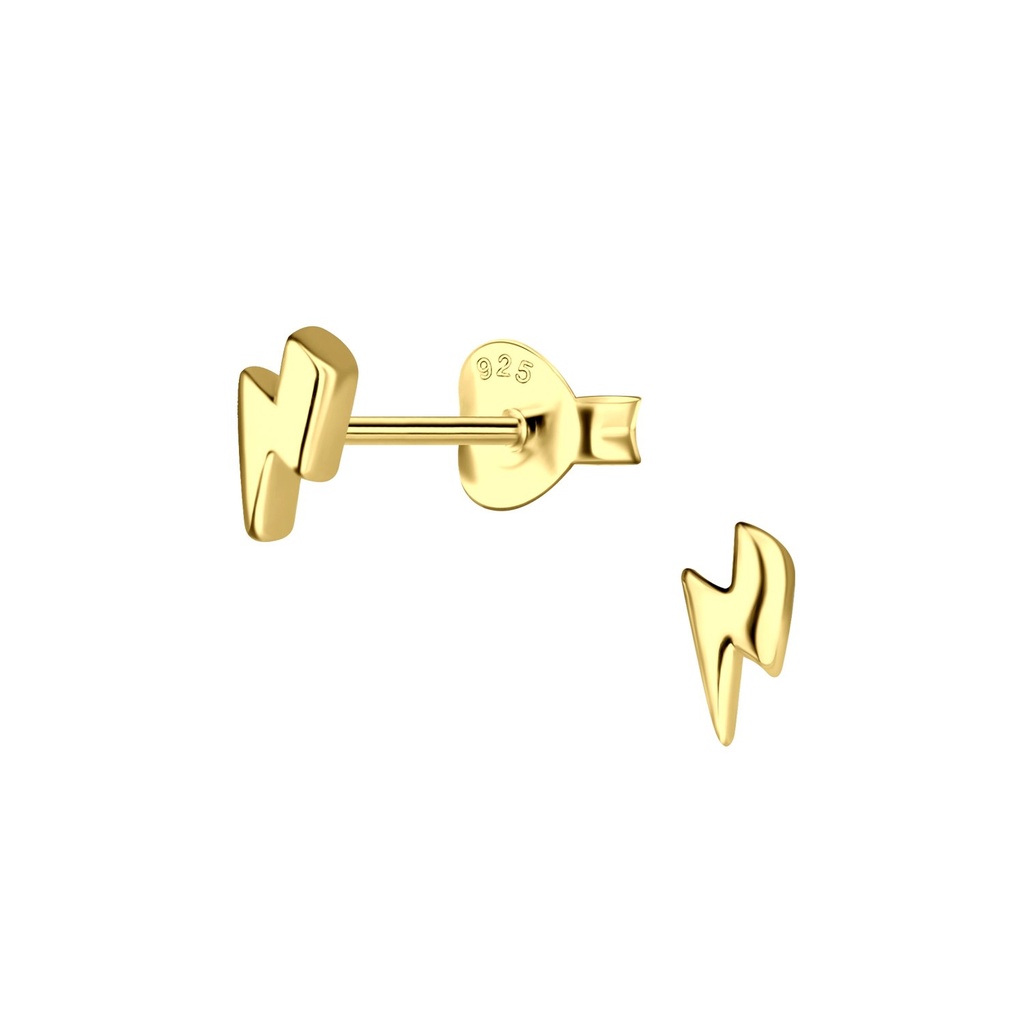 Silver Thunder Bolt Stud Earrings
