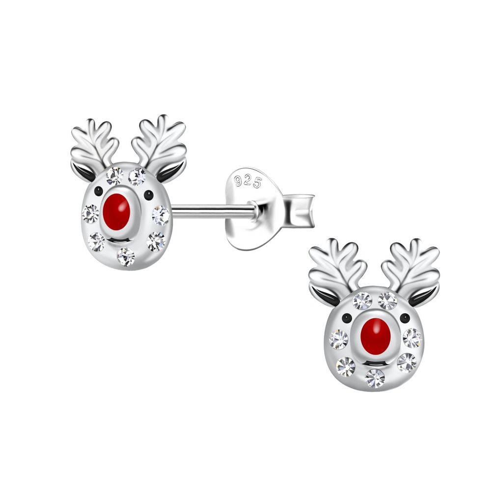 Silver Reindeer Stud Earrings