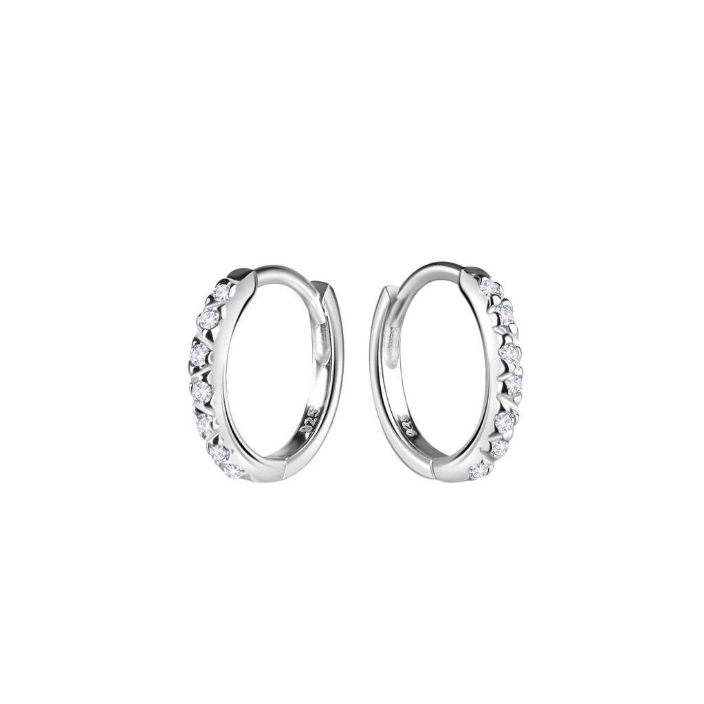 [10031593] Silver Eternity Huggie Earrings
