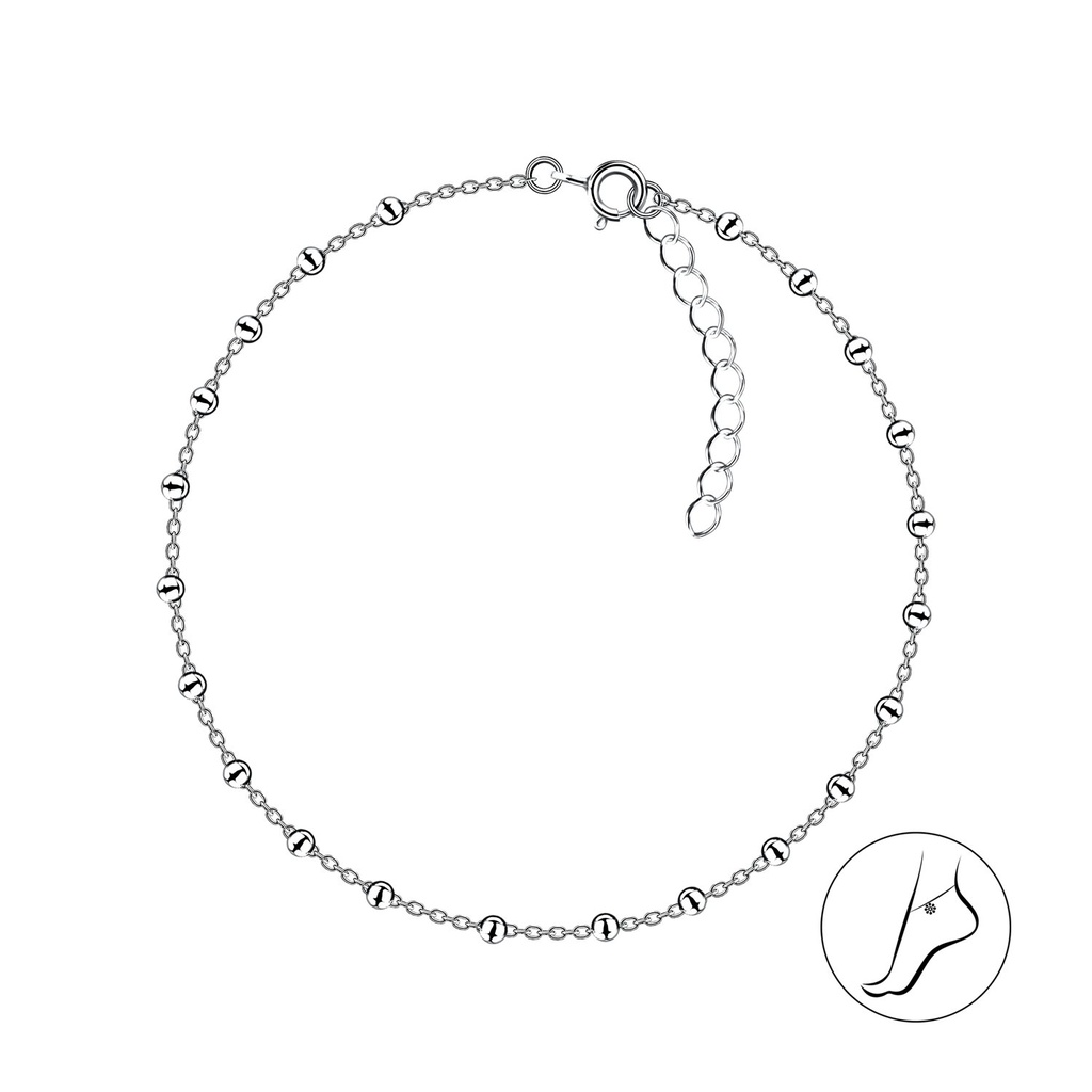 [10020898] Chaîne de cheville satellite en argent 26 cm avec rallonge