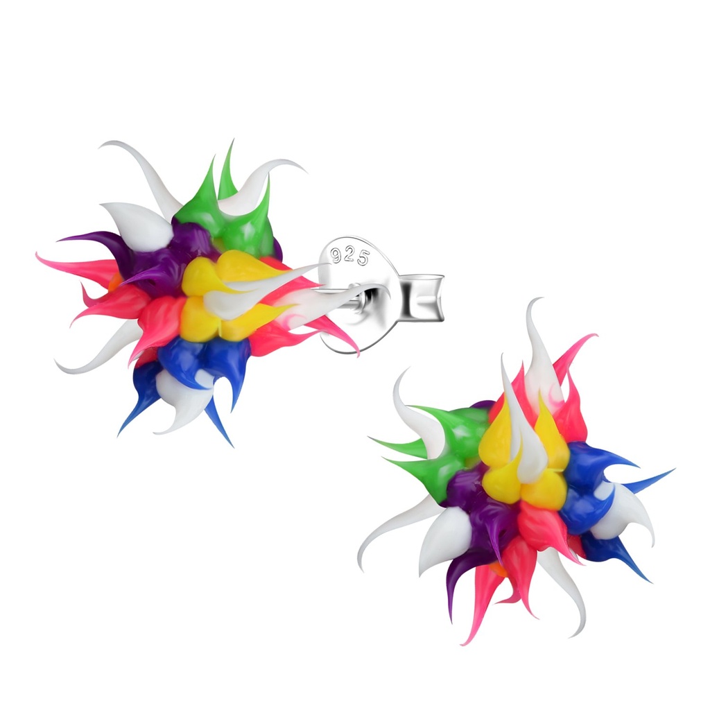 Silver Spike Ball Stud Earrings