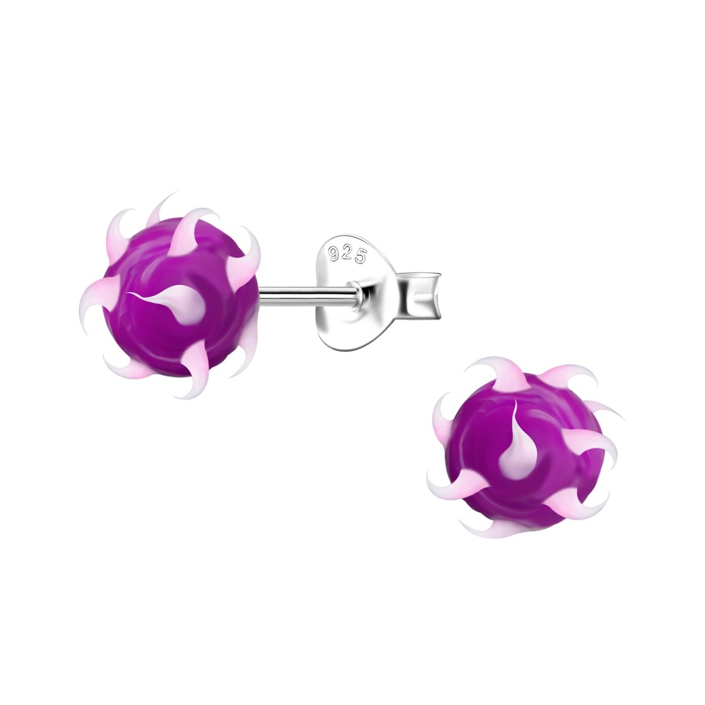 Puces d'oreilles boule à pointes en argent
