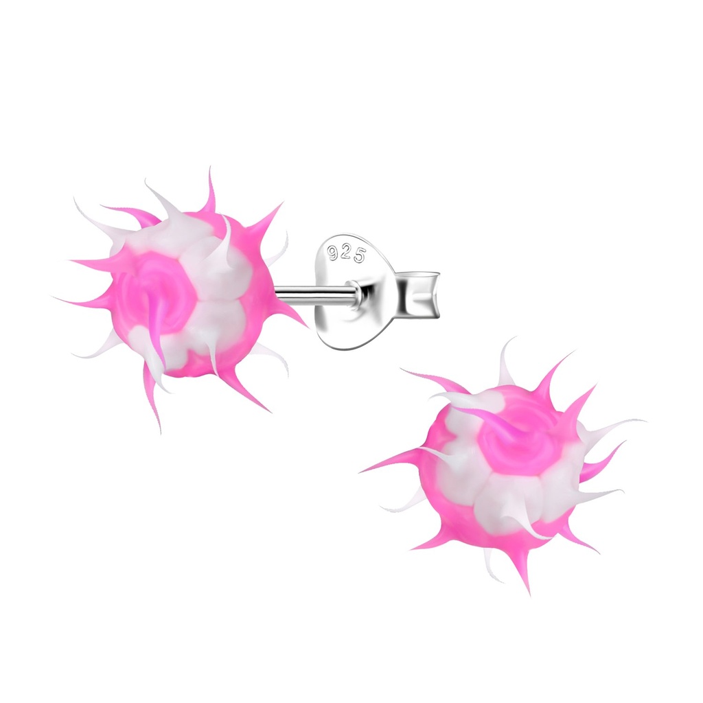 Silver Spike Ball Stud Earrings