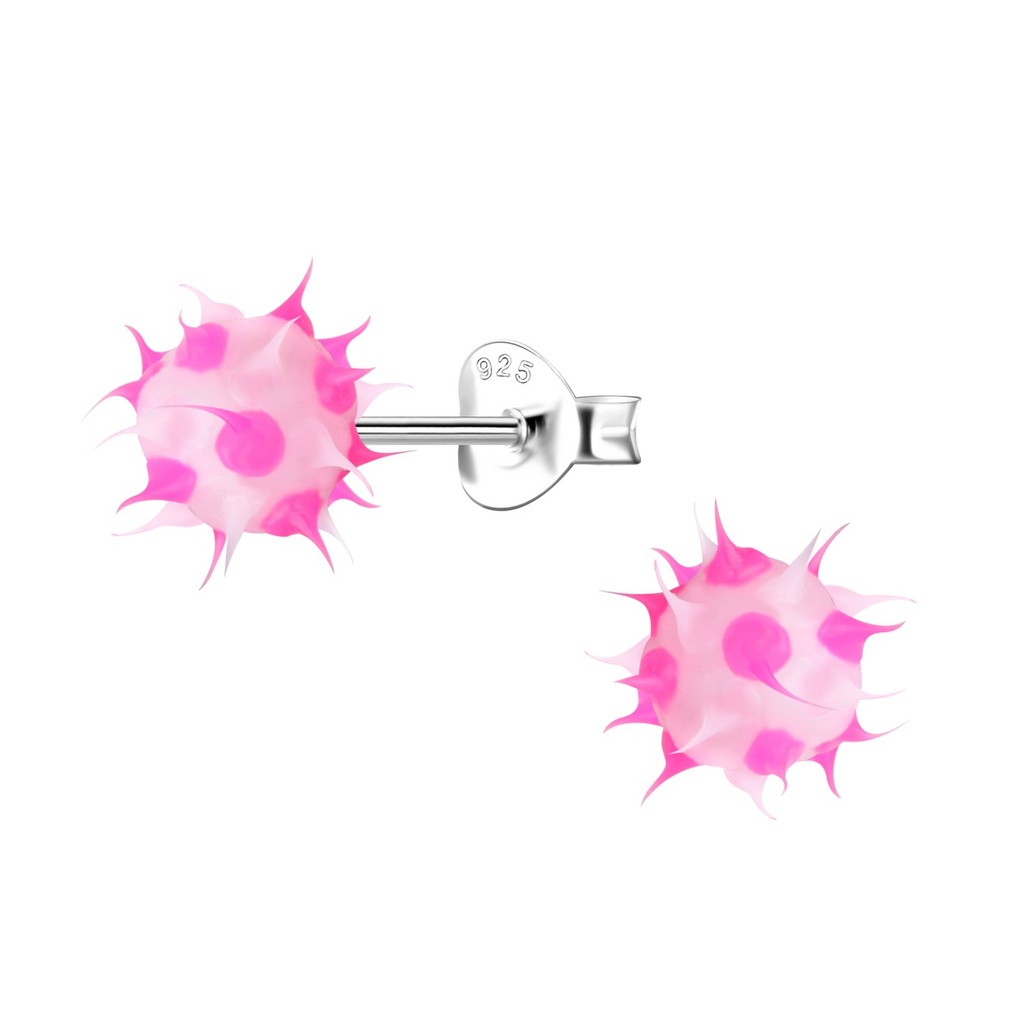 Silver Spike Ball Stud Earrings