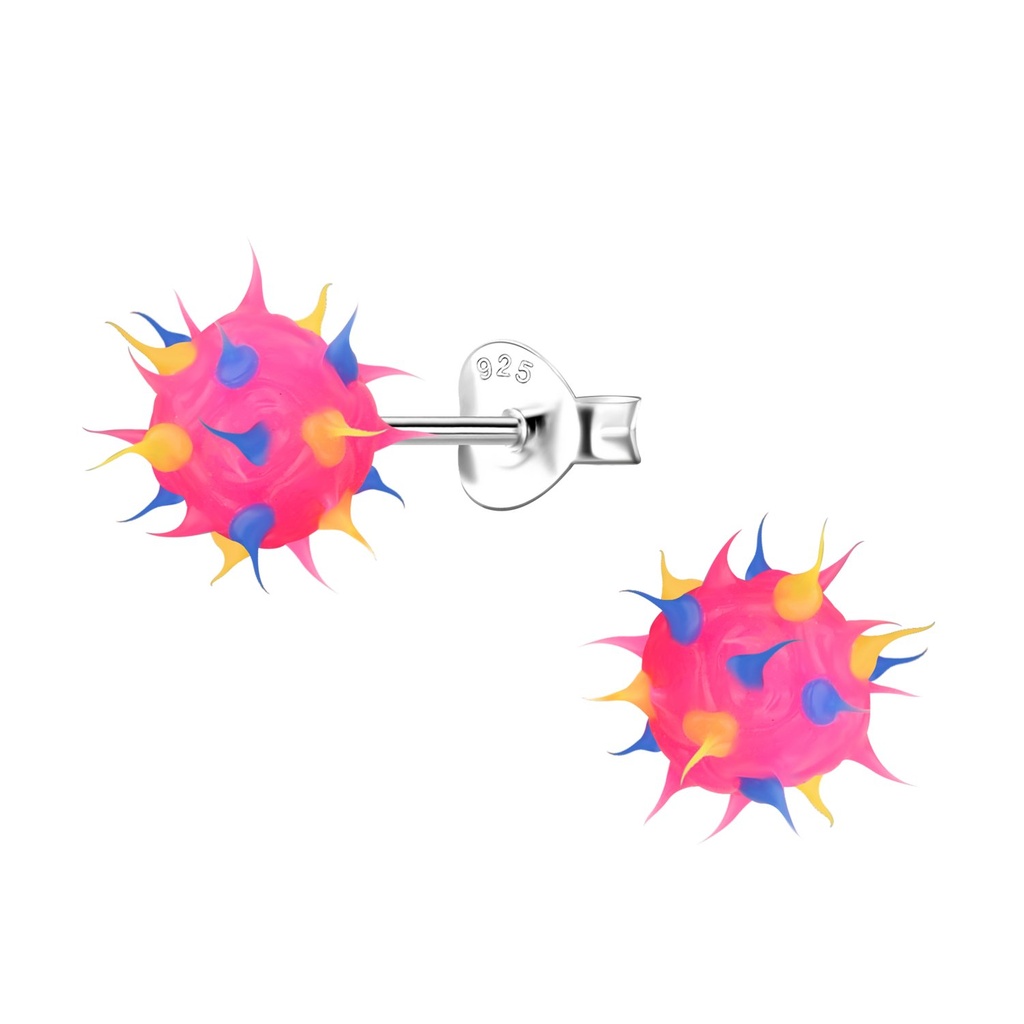 Silver Spike Ball Stud Earrings