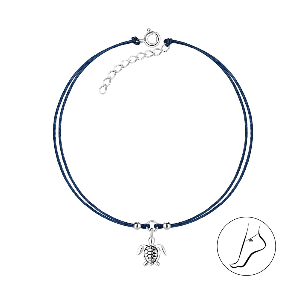 Silver Turtle Cord Anklet