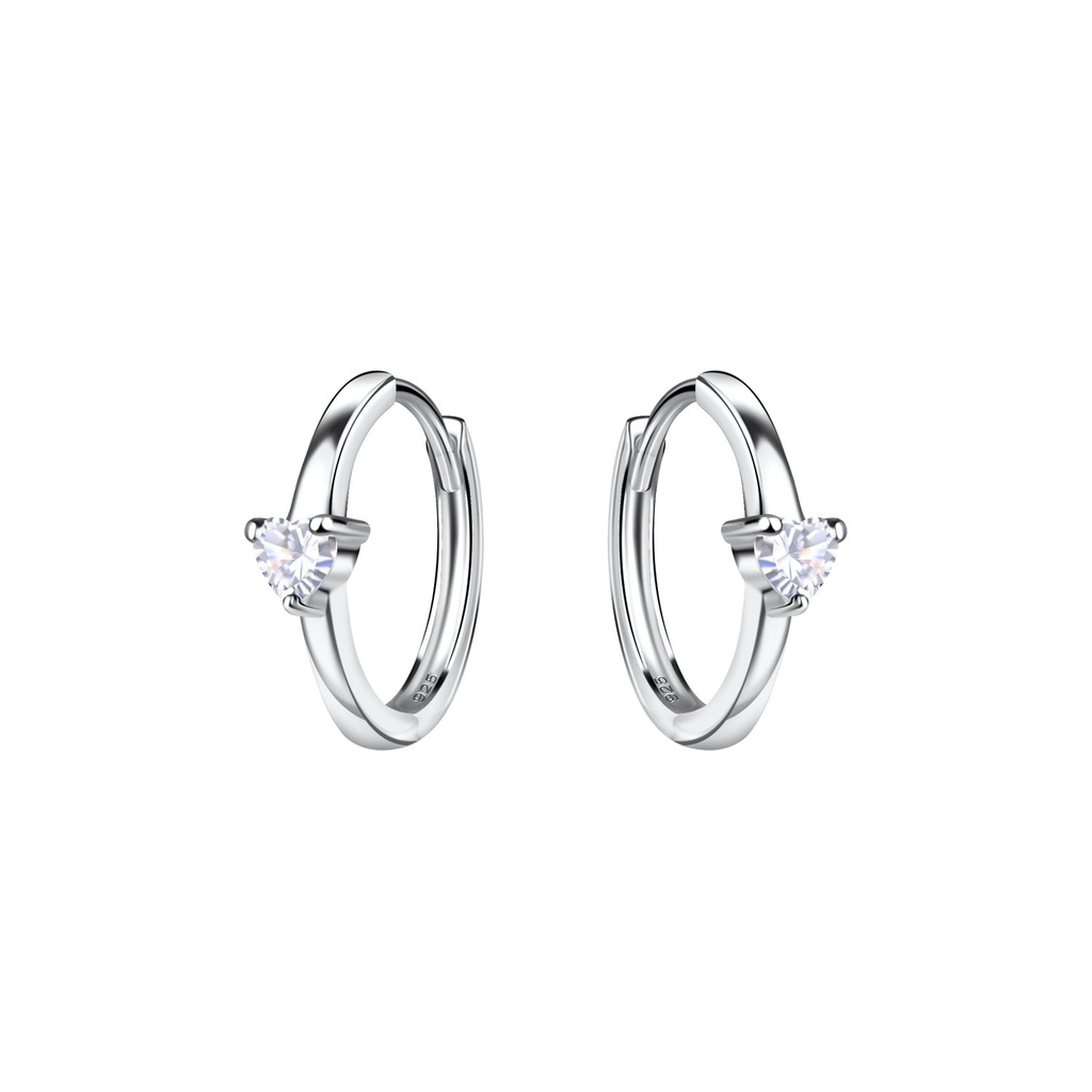 Créoles huggie cœur en argent