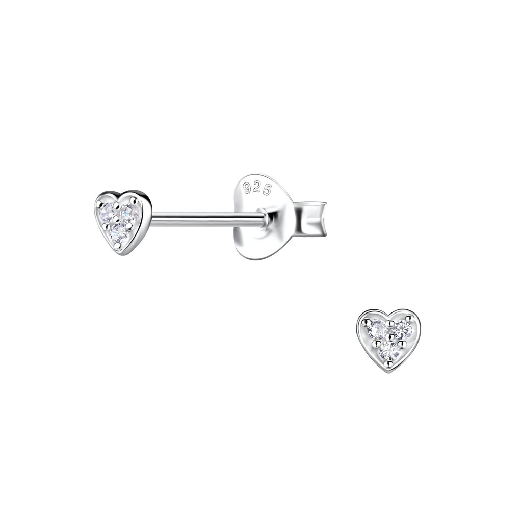 Puces d'oreilles cœur en argent