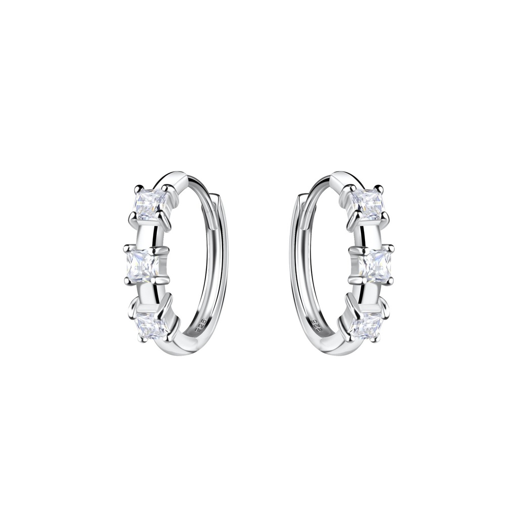 Créoles huggie trois pierres en argent