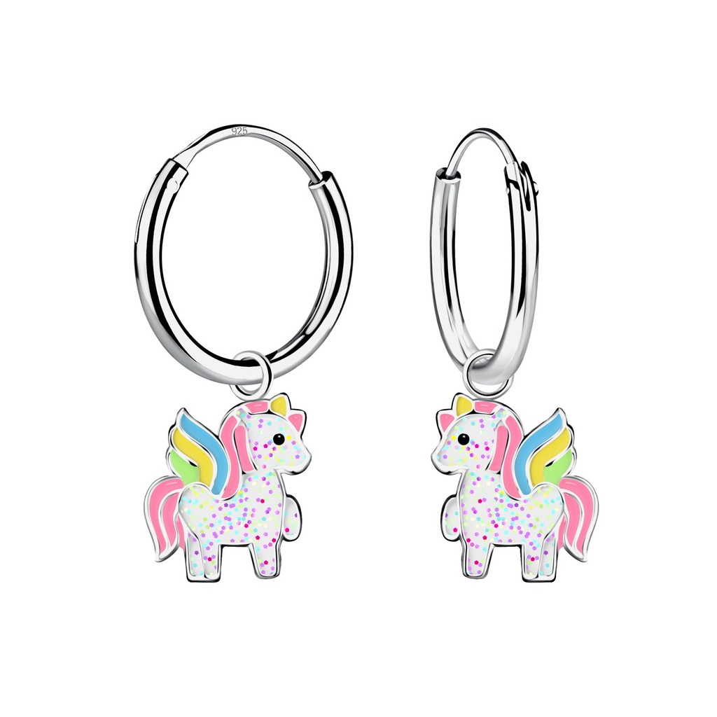 Créoles breloque licorne en argent