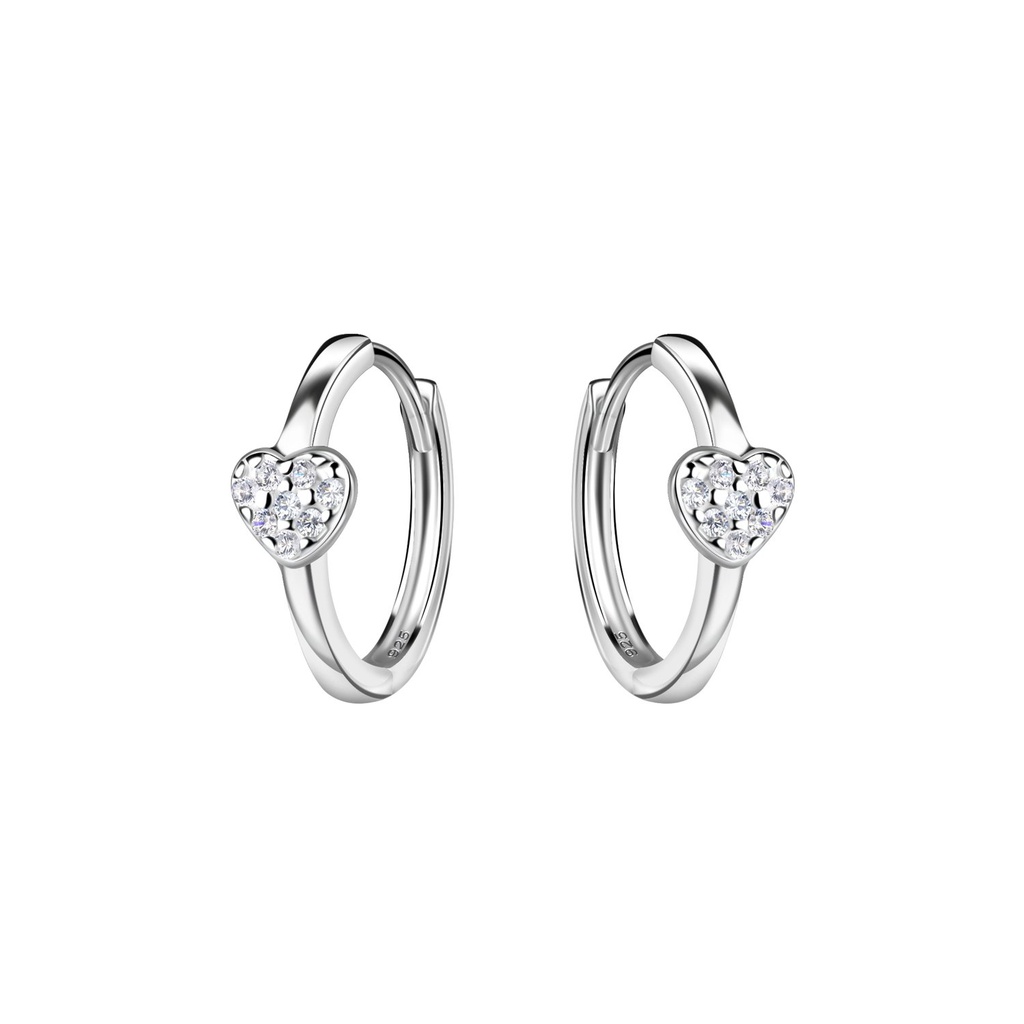 Créoles huggie cœur en argent