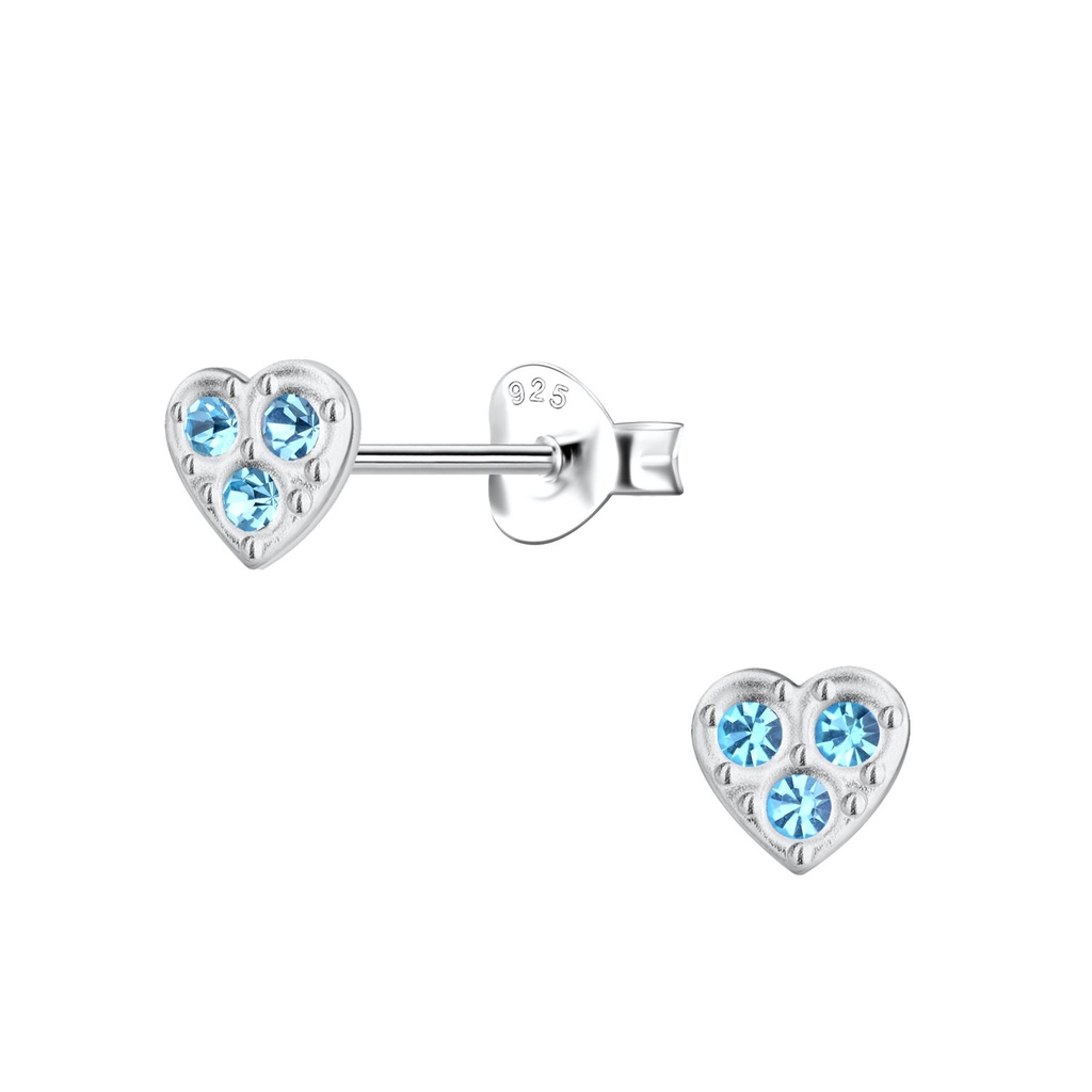 [10031617] Silver Heart Stud Earrings (Aqua Bohemica)