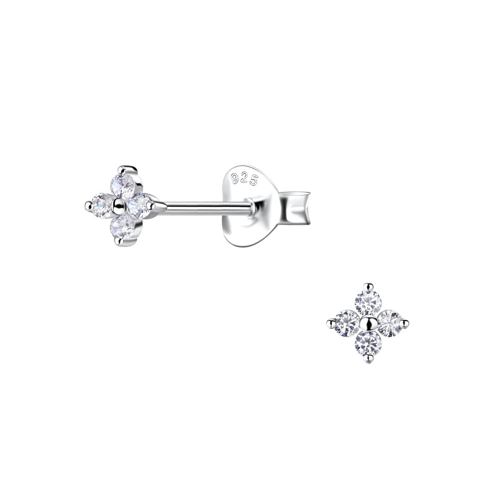 Silver Flower Stud Earrings