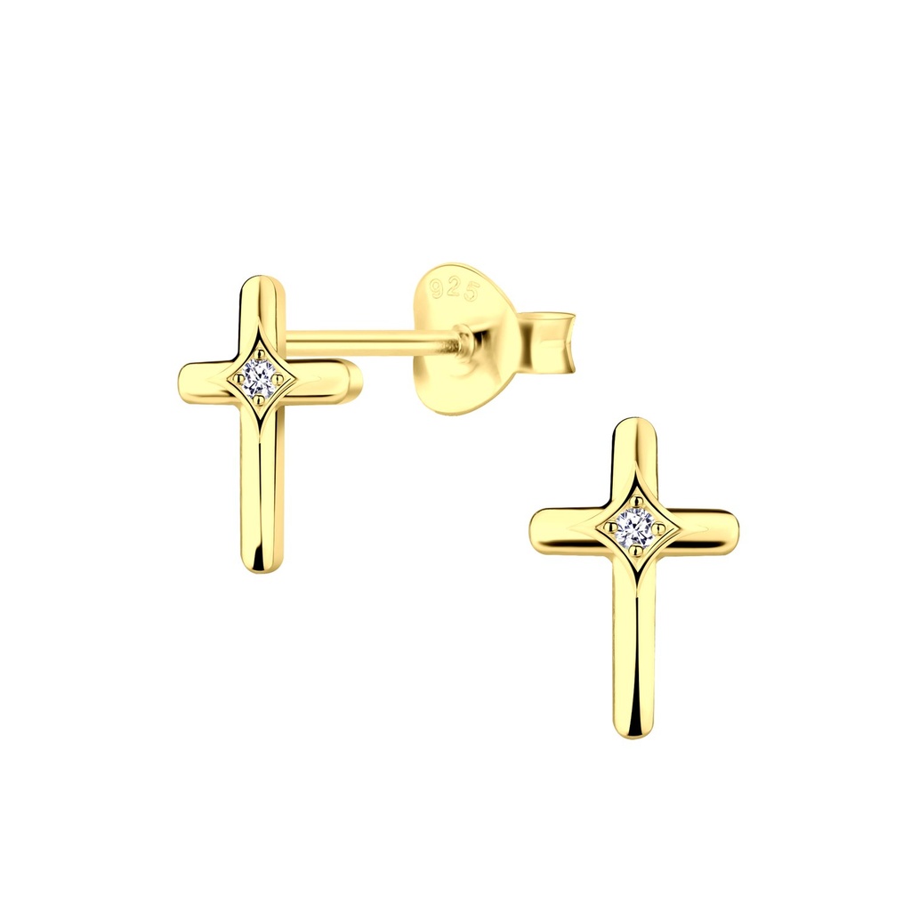 Silver Cross Stud Earrings
