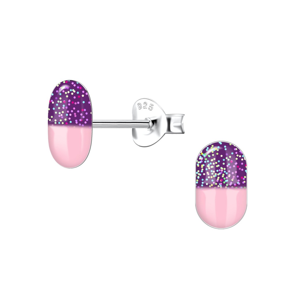 Silver Capsule Stud Earrings