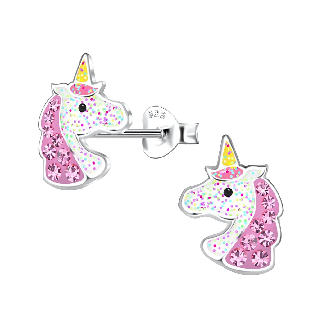 Silver Unicorn Stud Earrings