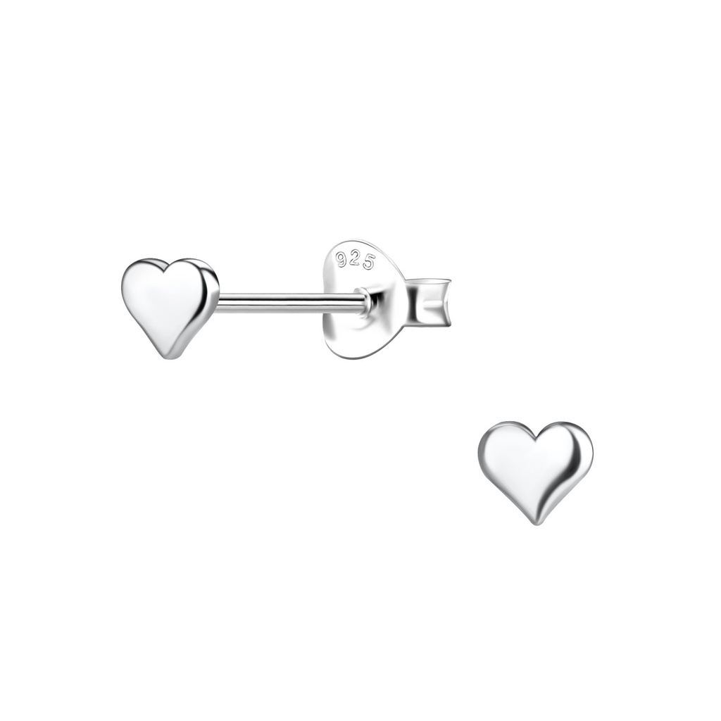 Puces d'oreilles cœur en argent