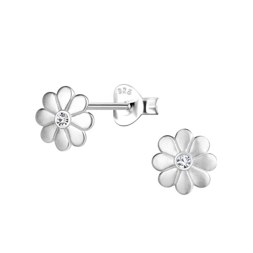 Puces d'oreilles fleur en argent