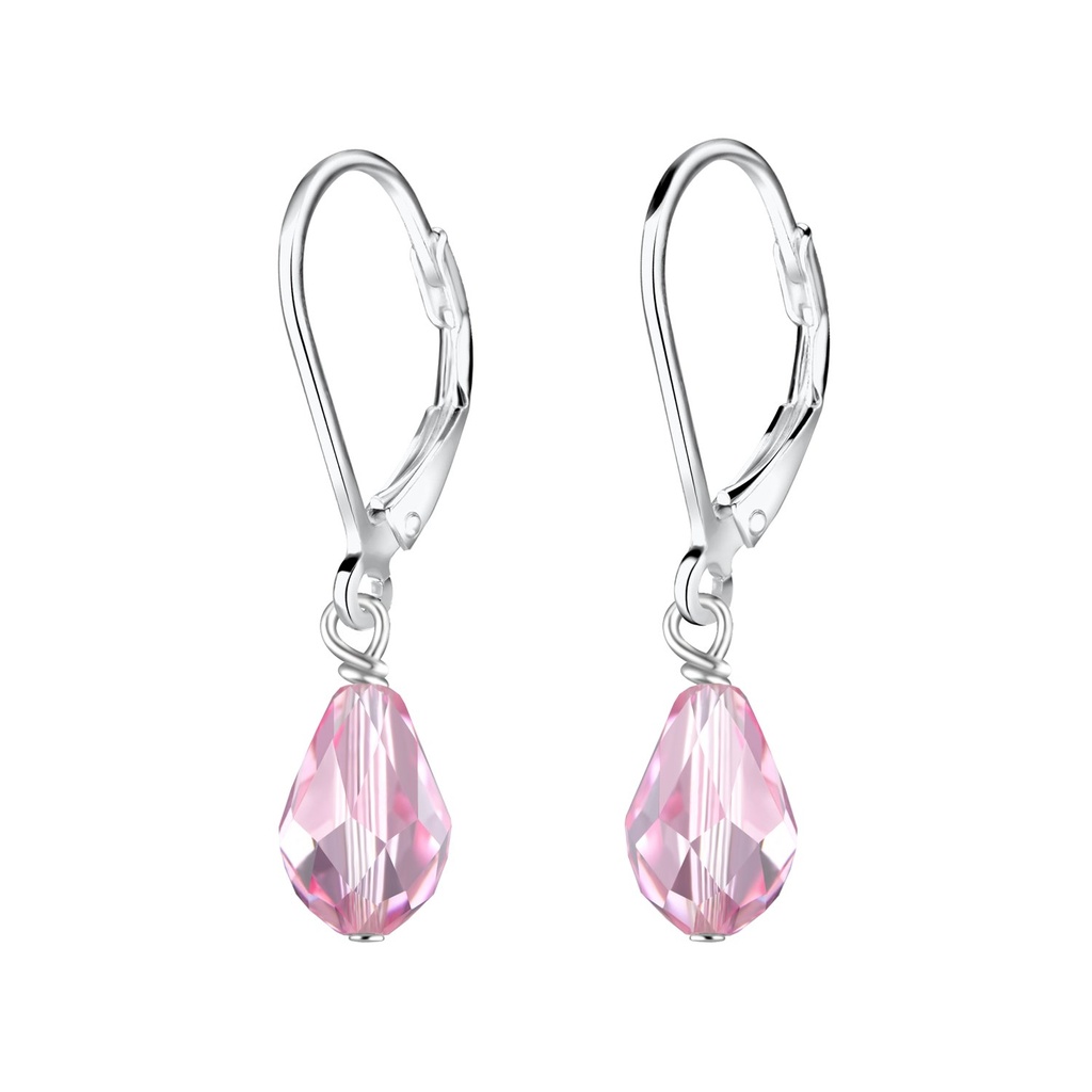 [10031622] Silver Tear Drop Bead Lever Back Earrings