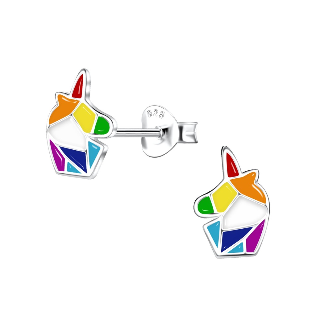 Silver Unicorn Stud Earrings