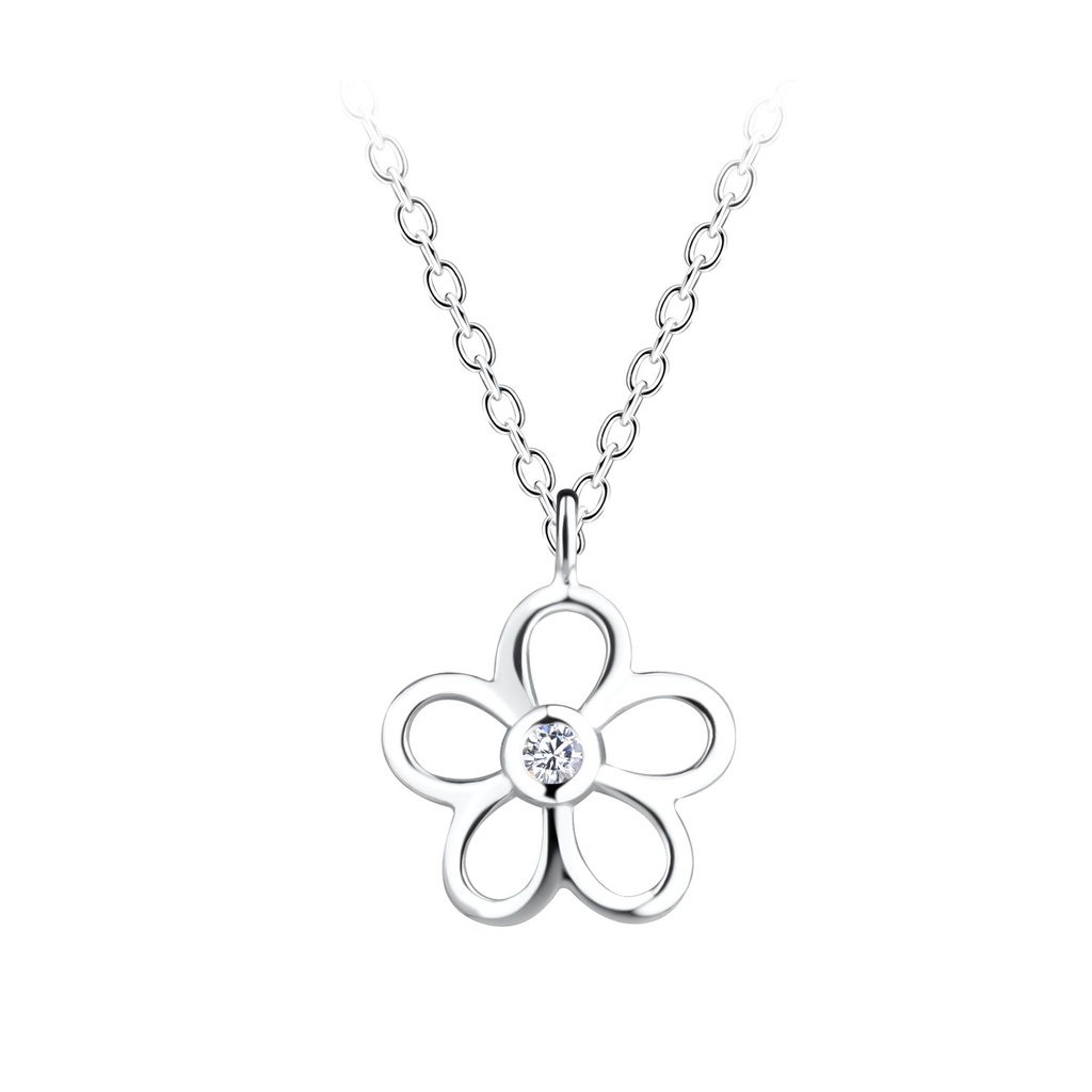 Collier fleur en argent
