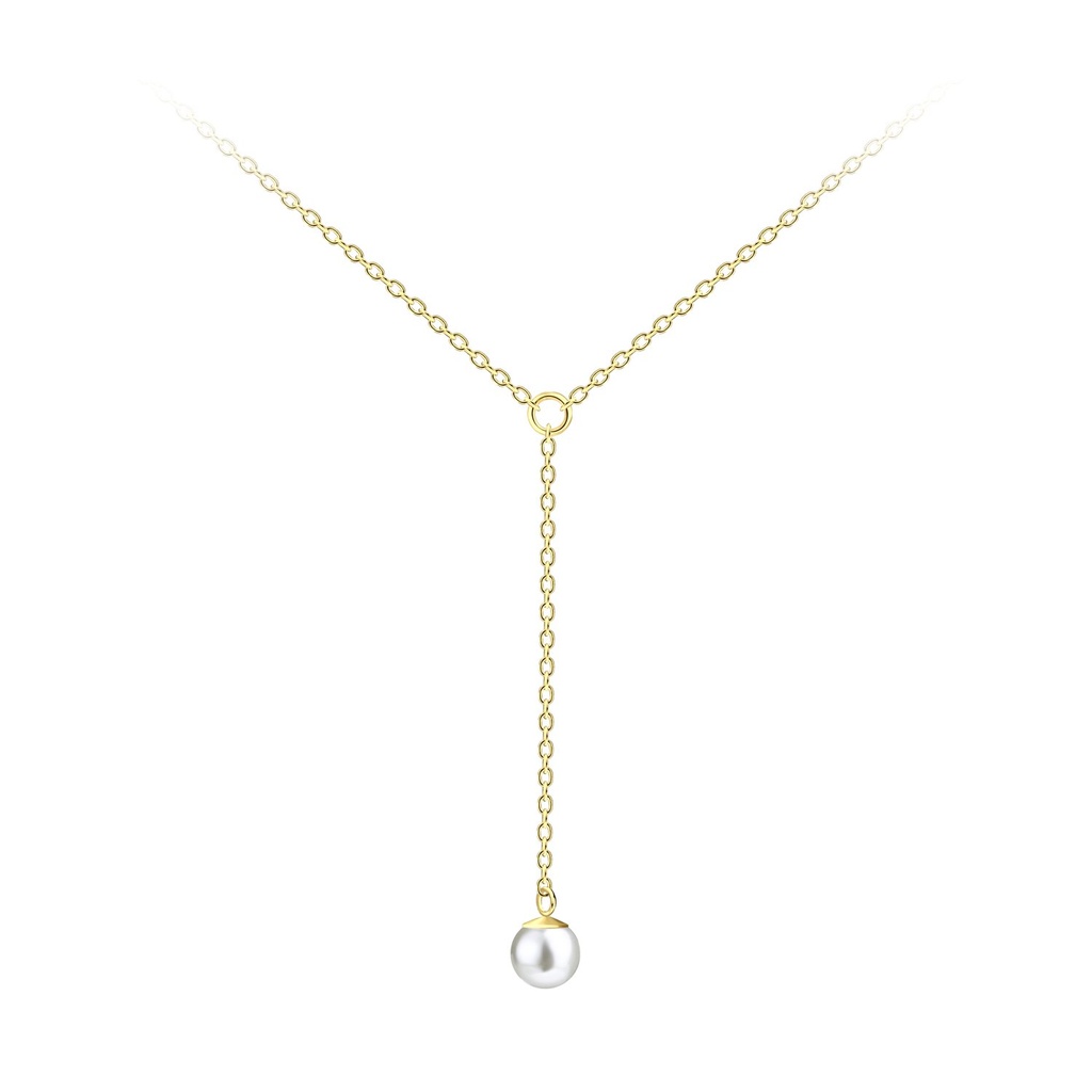 Collier chaîne pendante en argent avec perle 6 mm