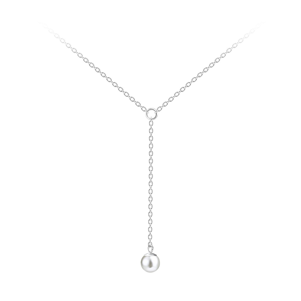 [10030506] Silver Hanging Chain Necklace with 6mm Pearl
