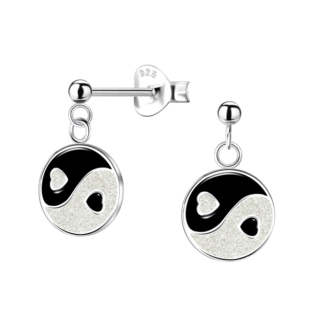 Silver Yin Yang Stud Earrings