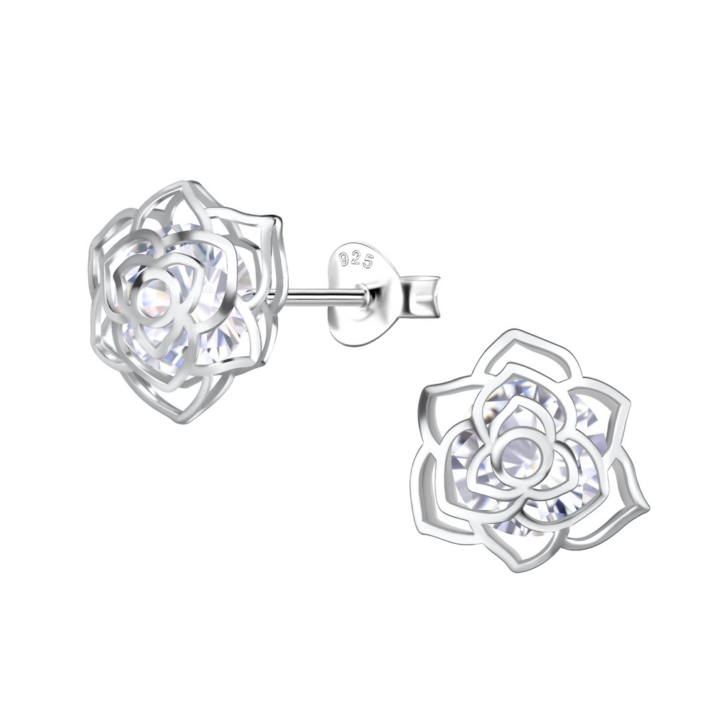 Silver Flower Stud Earrings