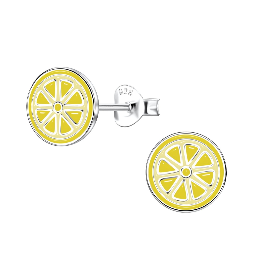 Silver Lemon Stud Earrings