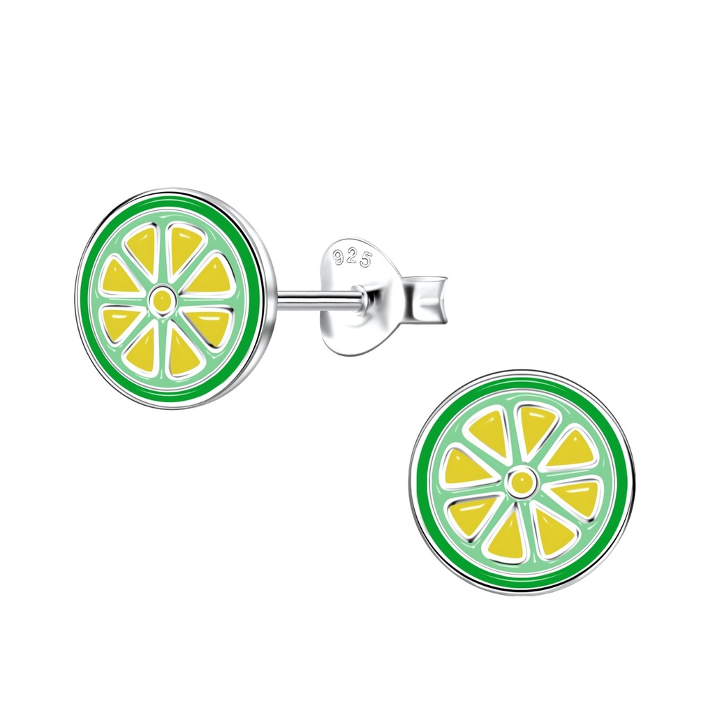 Puces d'oreilles citron vert en argent