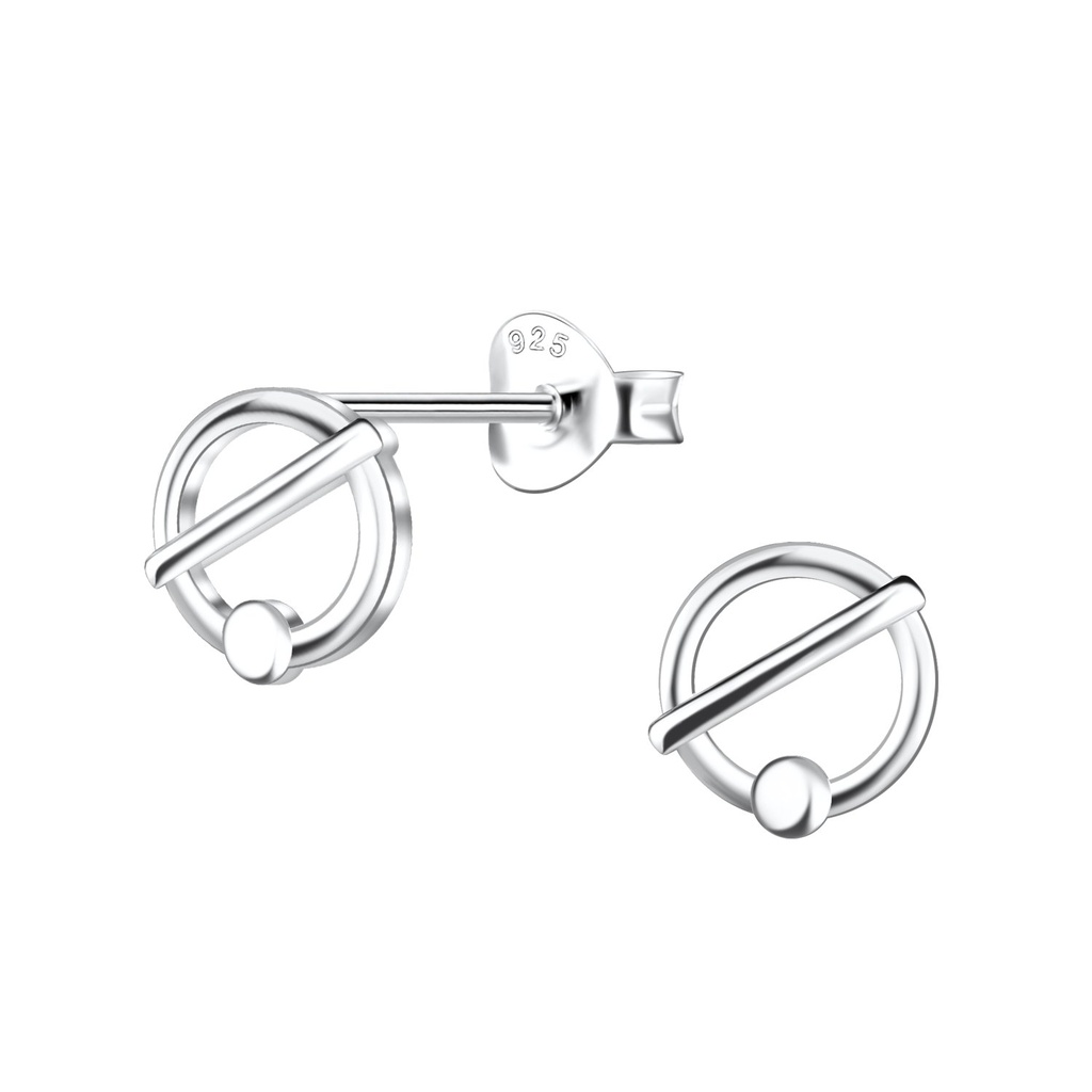Silver Geometric Stud Earrings