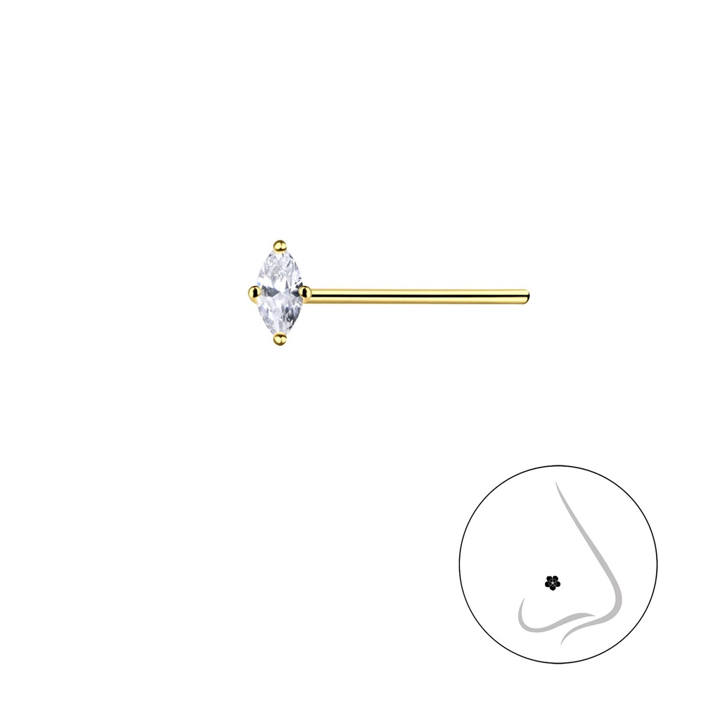 2x4mm Marquise Cubic Zirconia Silver Nose Stud