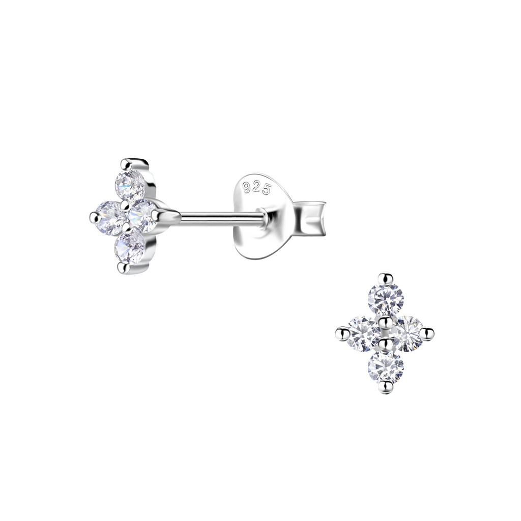 [10031572] Puces d'oreilles fleur en argent