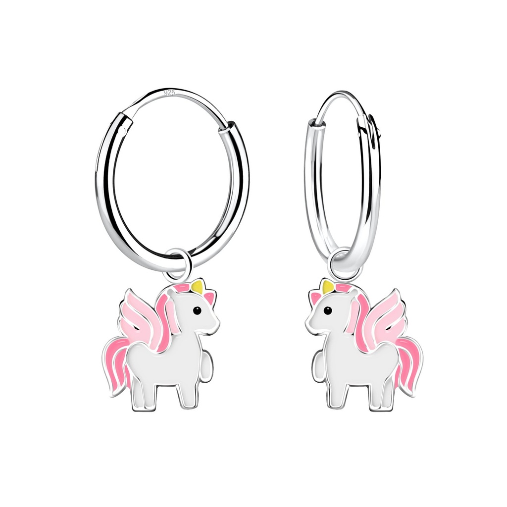 Créoles breloque licorne en argent