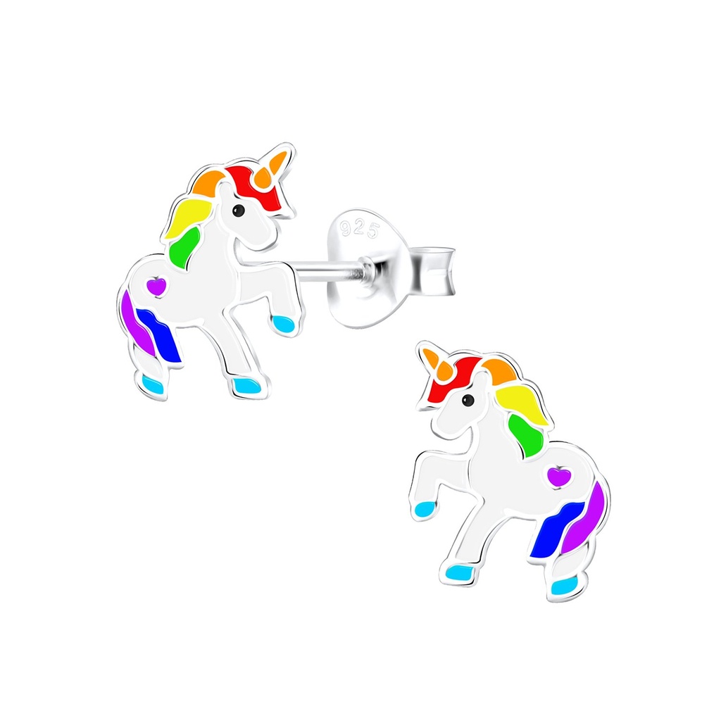 Silver Unicorn Stud Earrings